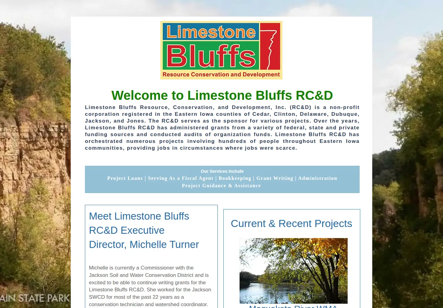 Screenshot of limestonebluffsrcd.org