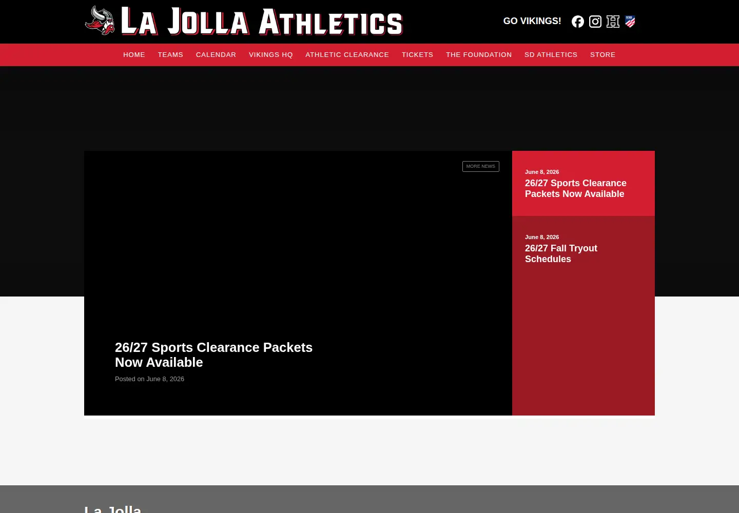 Captured homepage of ljvikings.com in the current scan