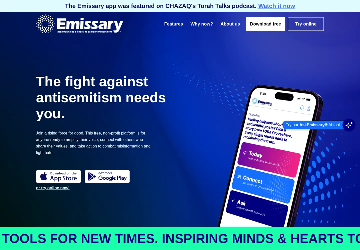 Screenshot of emissary4all.org