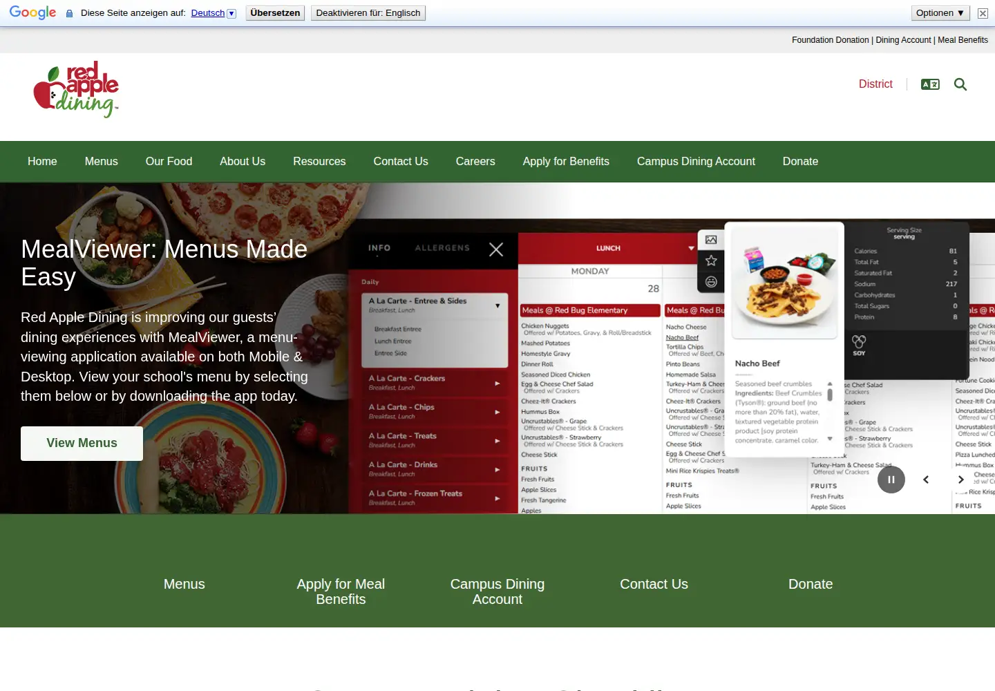 Captured homepage of redappledining.com in the current scan