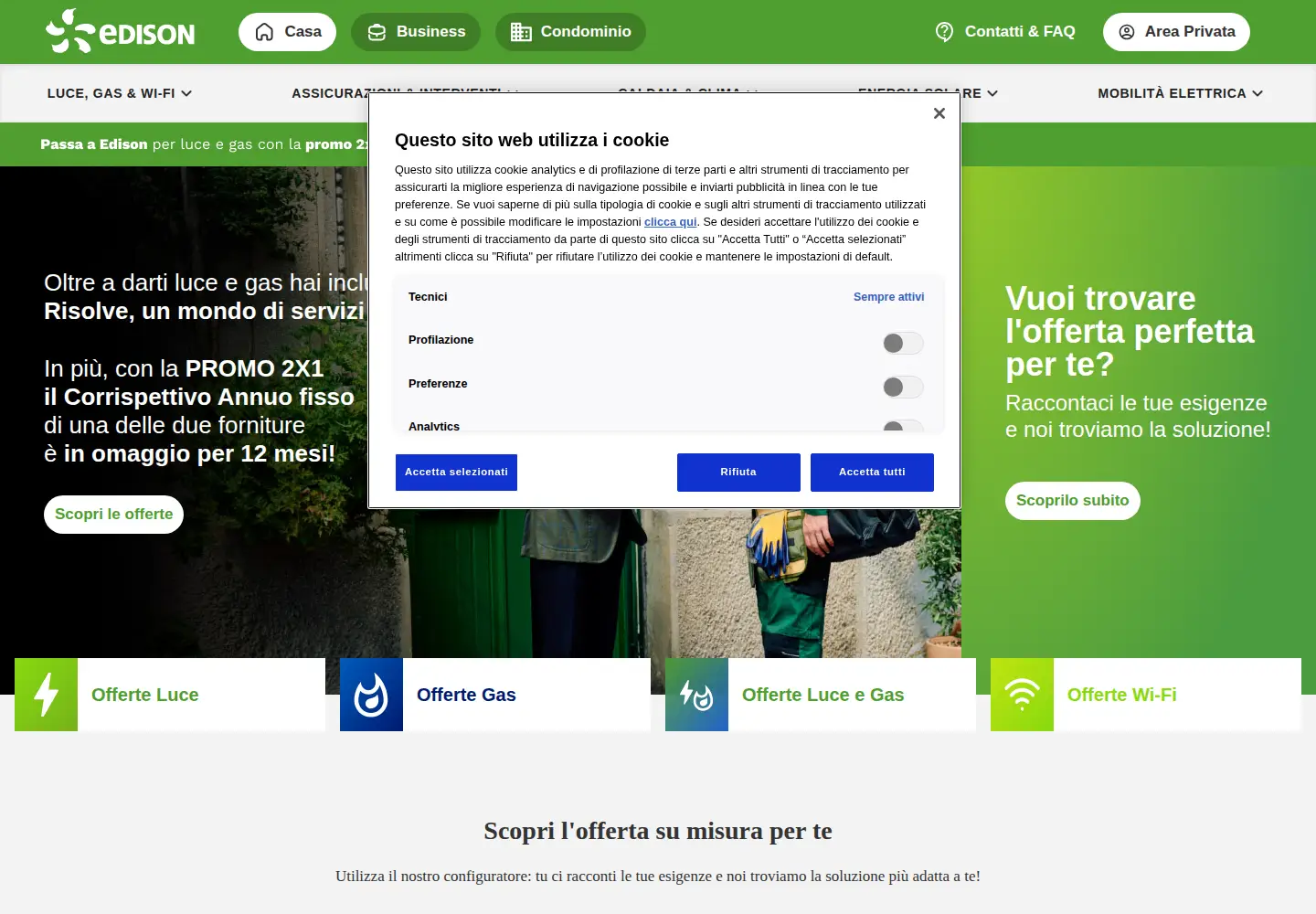 Captured homepage of edisonenergia.it in the current scan