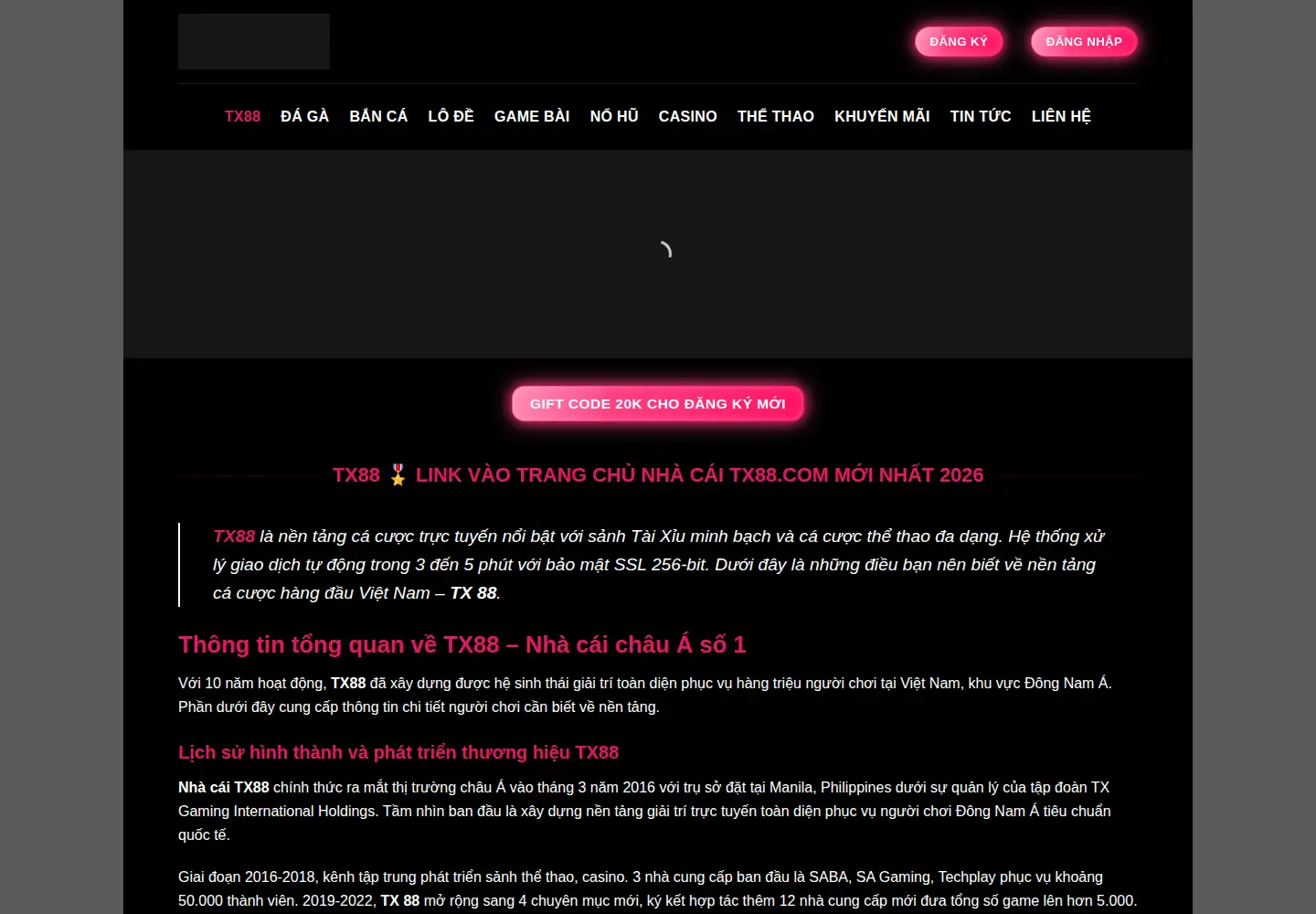 Captured homepage of tx88.forum in the current scan