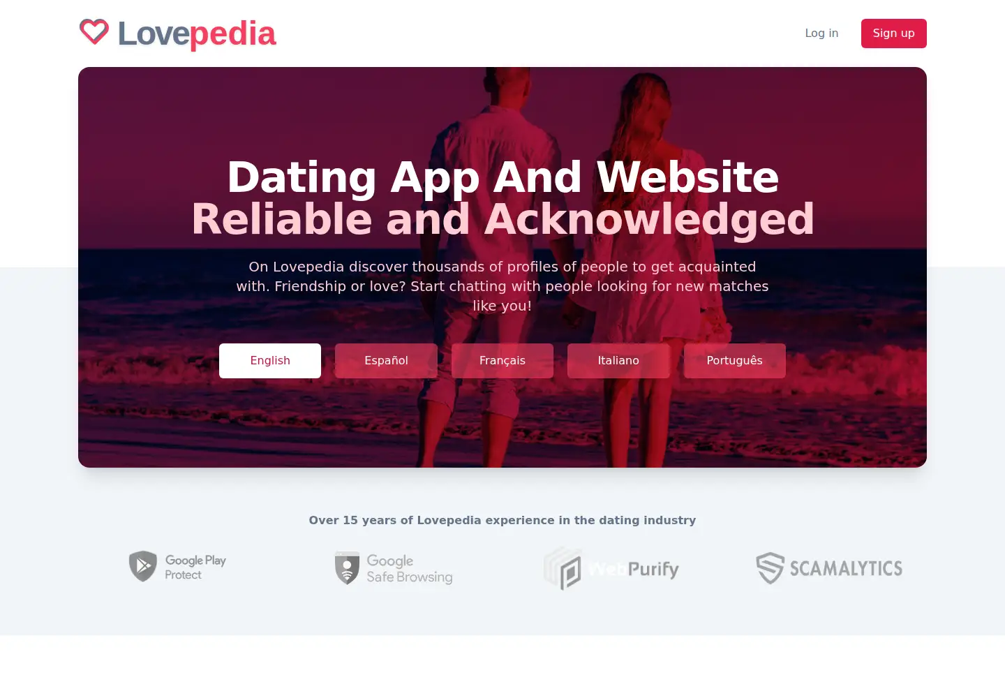 Screenshot of lovepedia.net