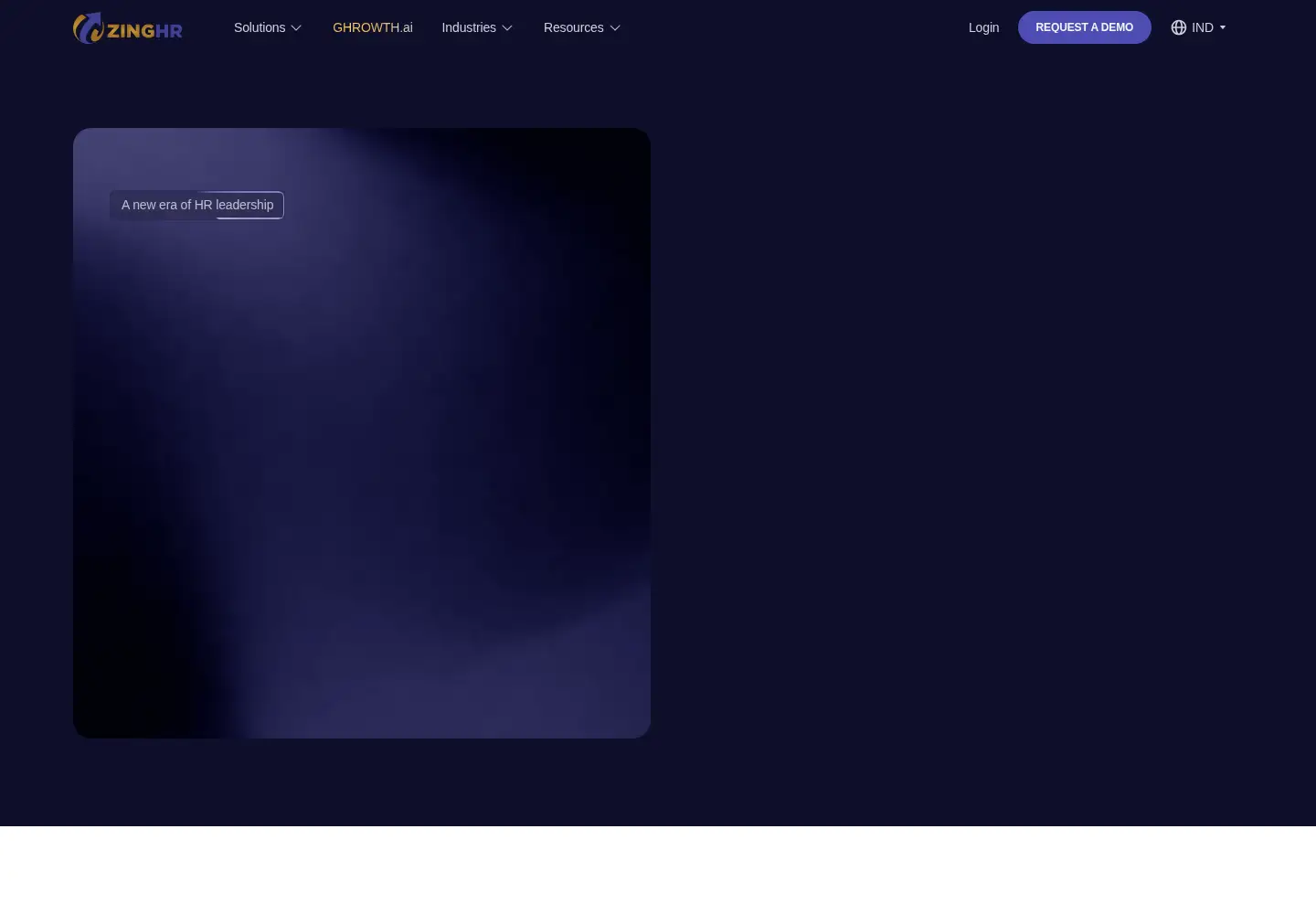 Captured homepage of zinghr.com in the current scan