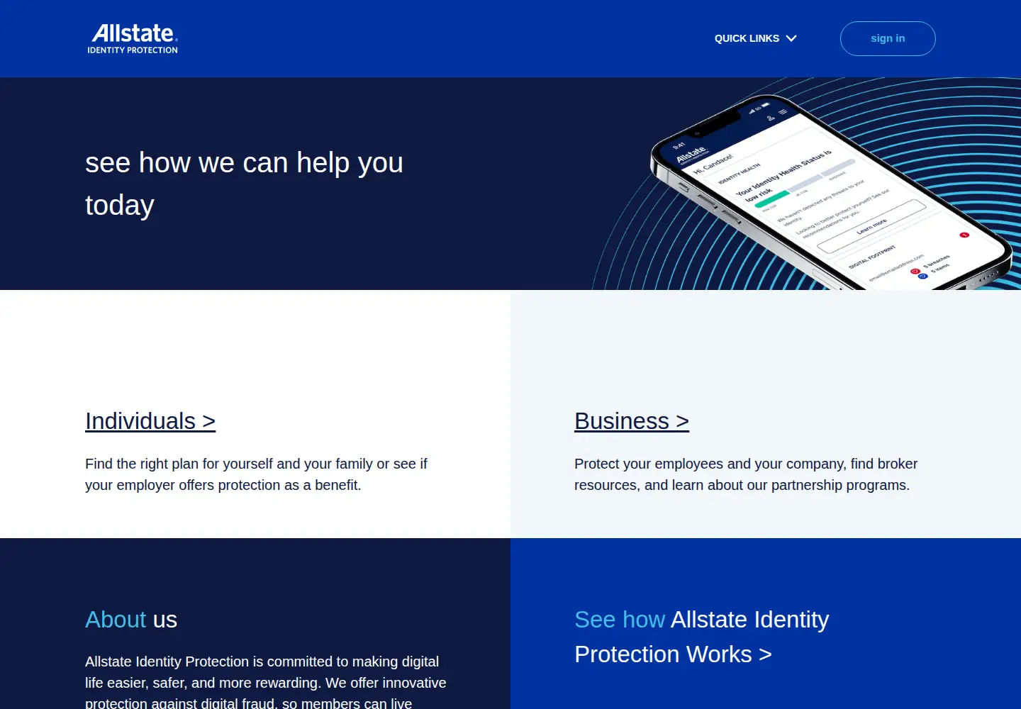 Screenshot of allstateidentityprotection.com