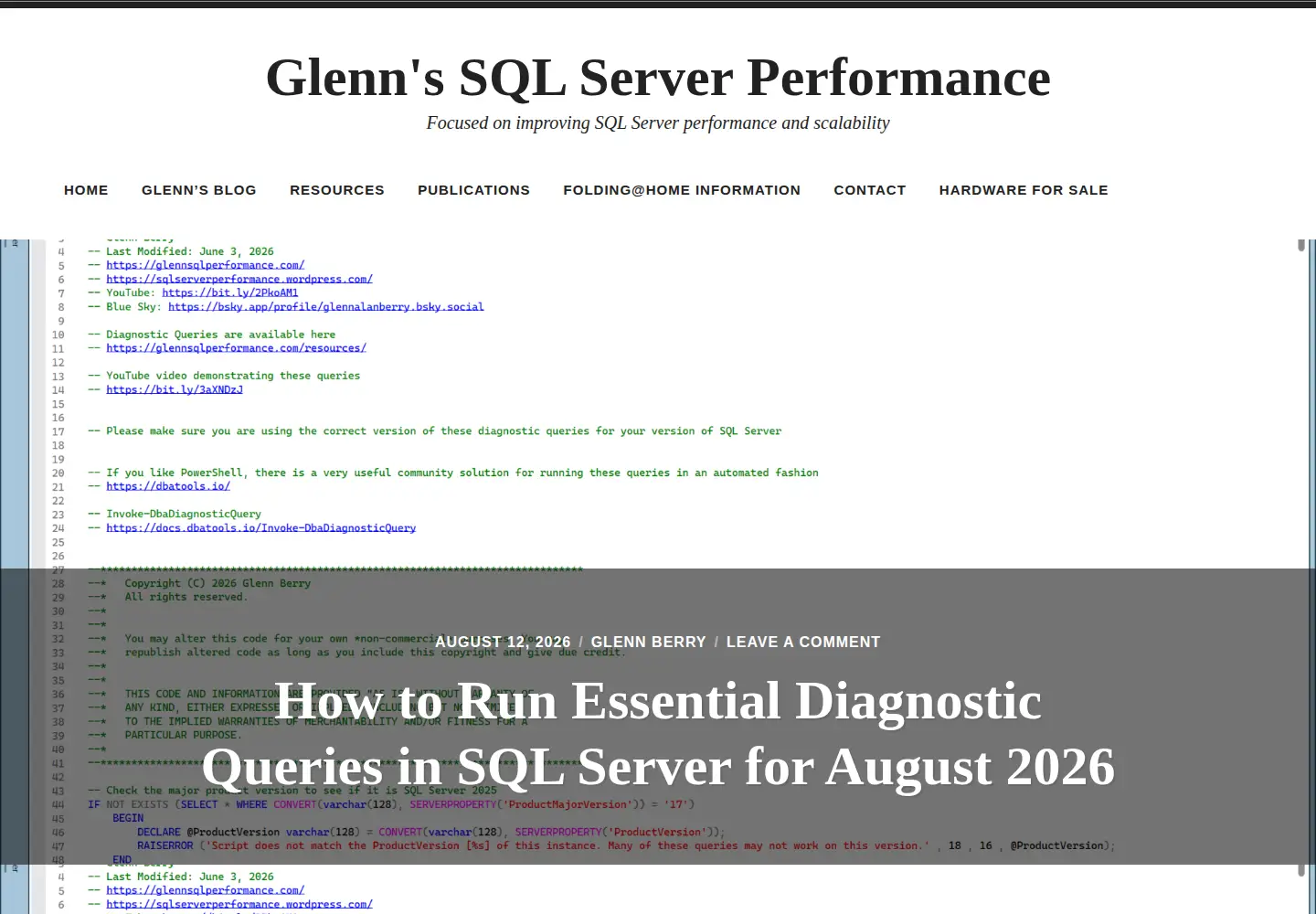 Screenshot of glennsqlperformance.com