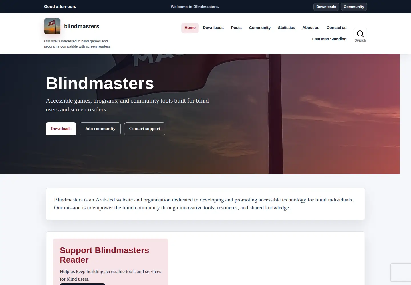 Screenshot of blindmasters.org