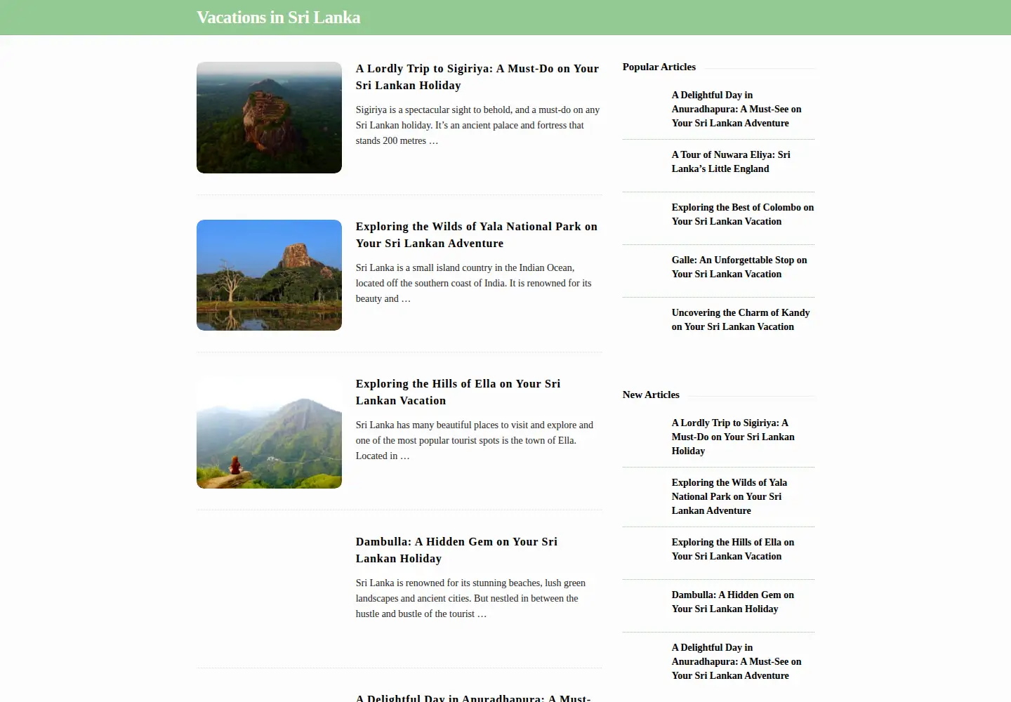 Screenshot of vacationssrilanka.com