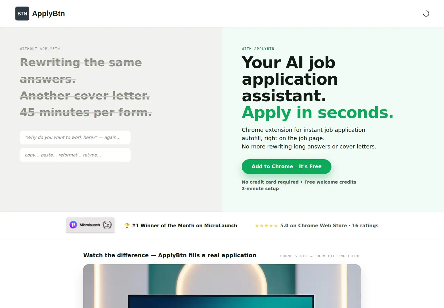 Captured homepage of applybtn.app in the current scan