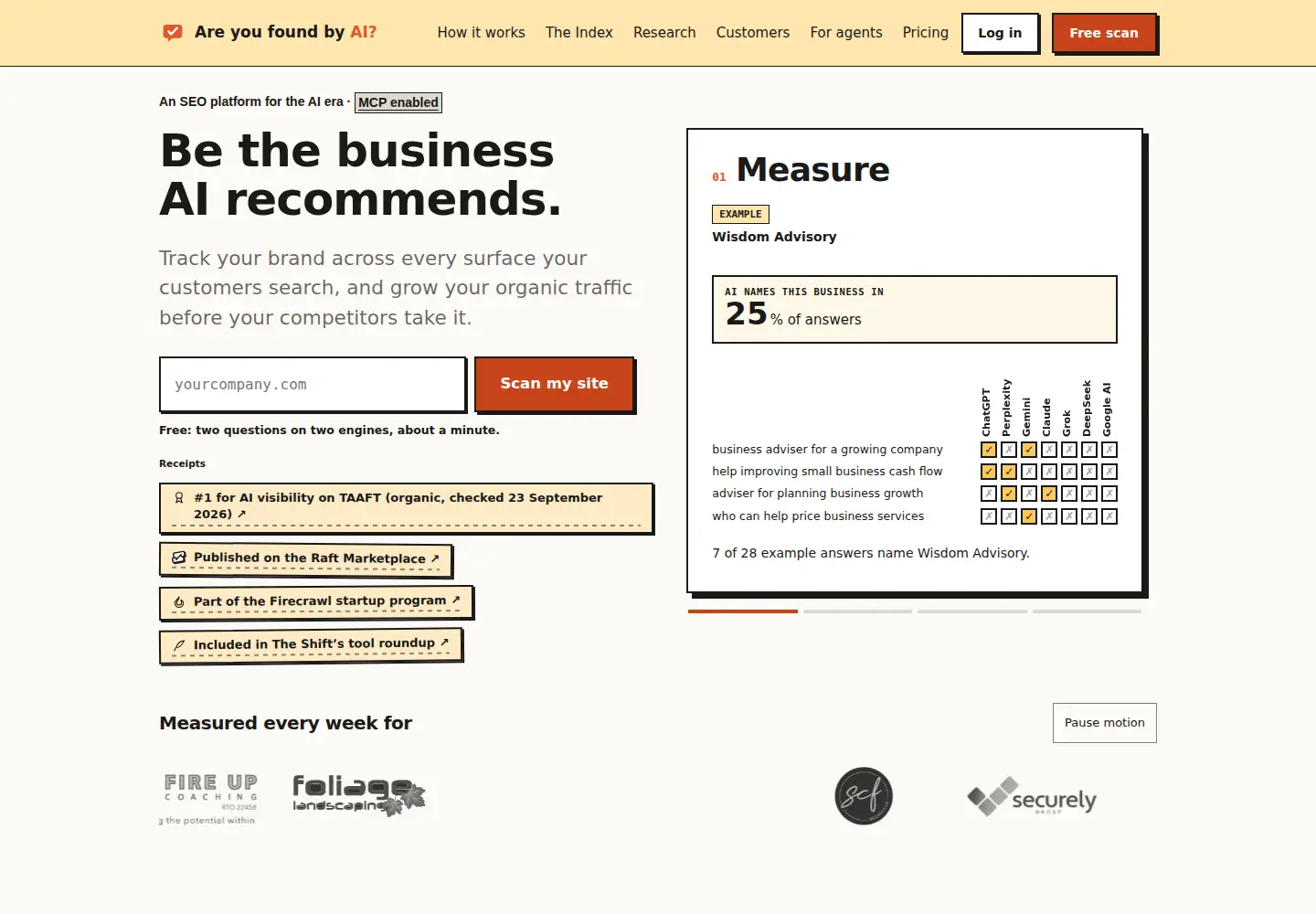 Captured homepage of areyoufoundbyai.com in the current scan