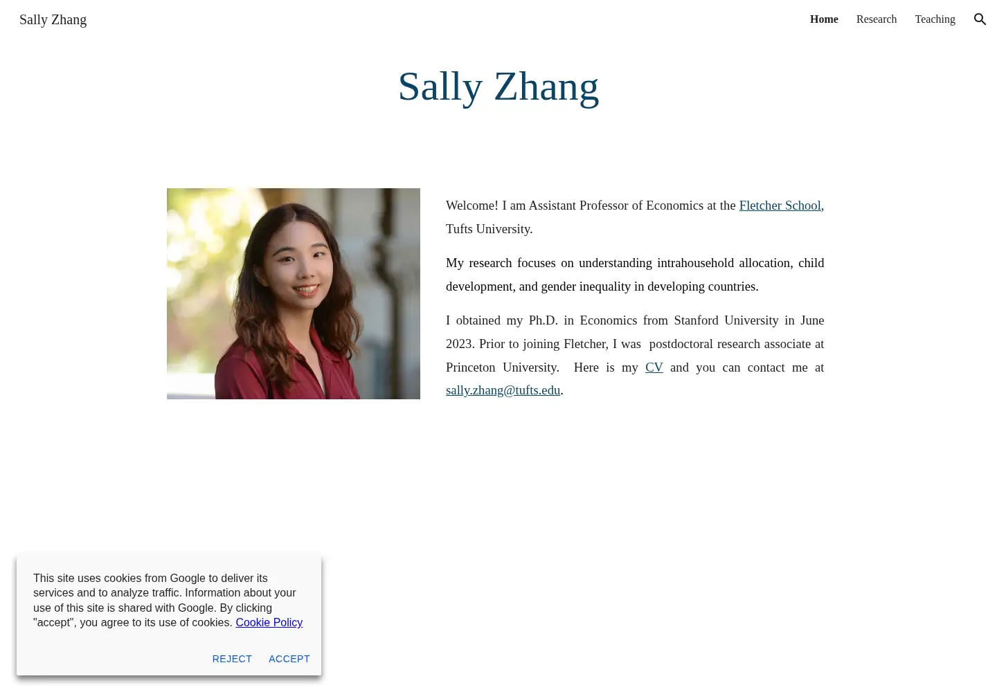 Screenshot of zhangsally.com