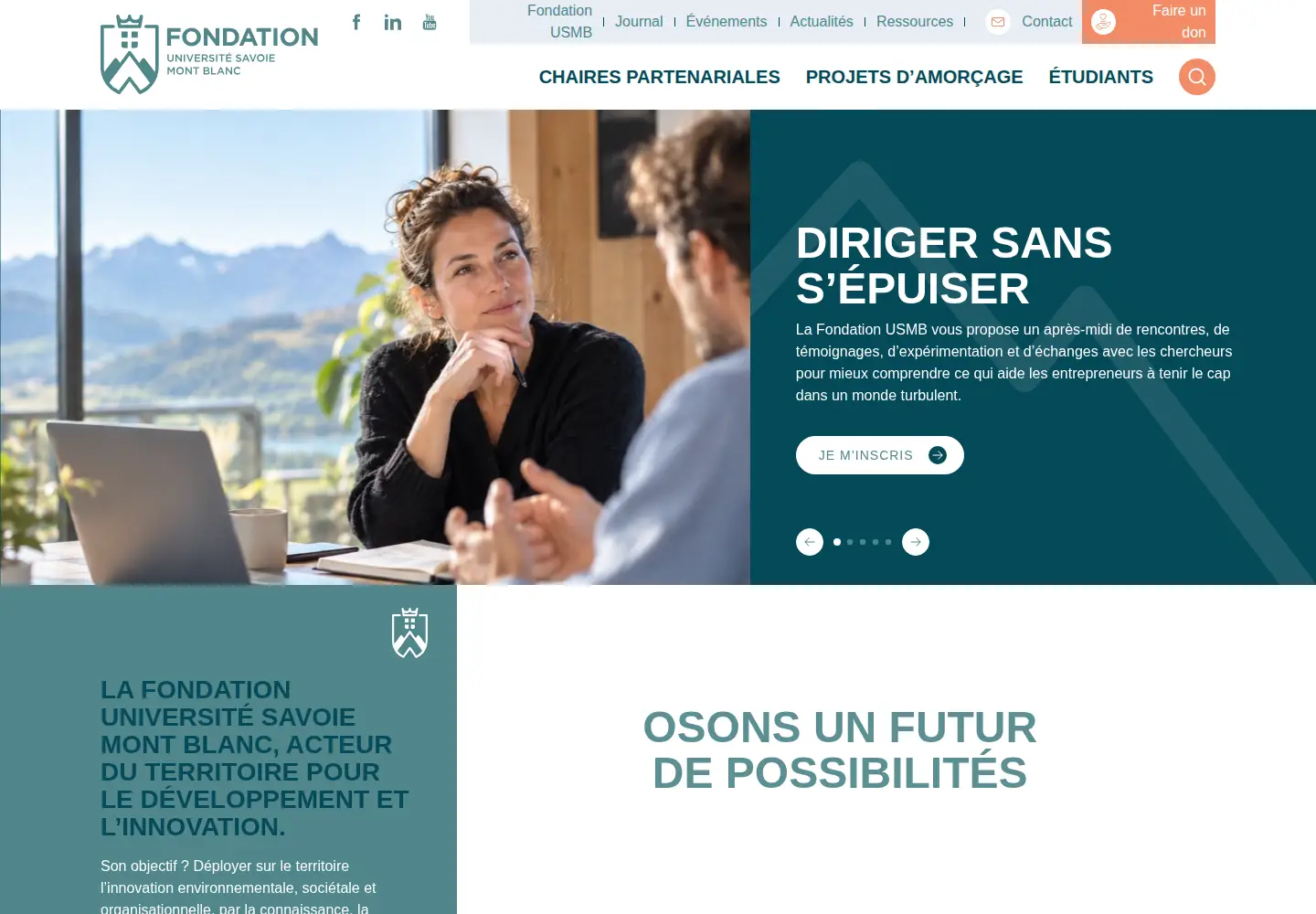 Captured homepage of fondation-usmb.fr in the current scan