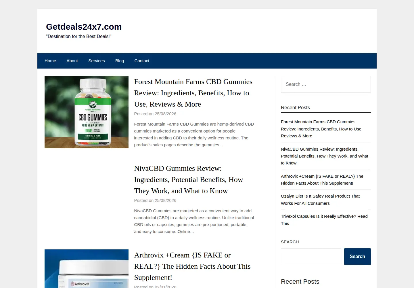 Captured homepage of getdeal24x7.com in the current scan