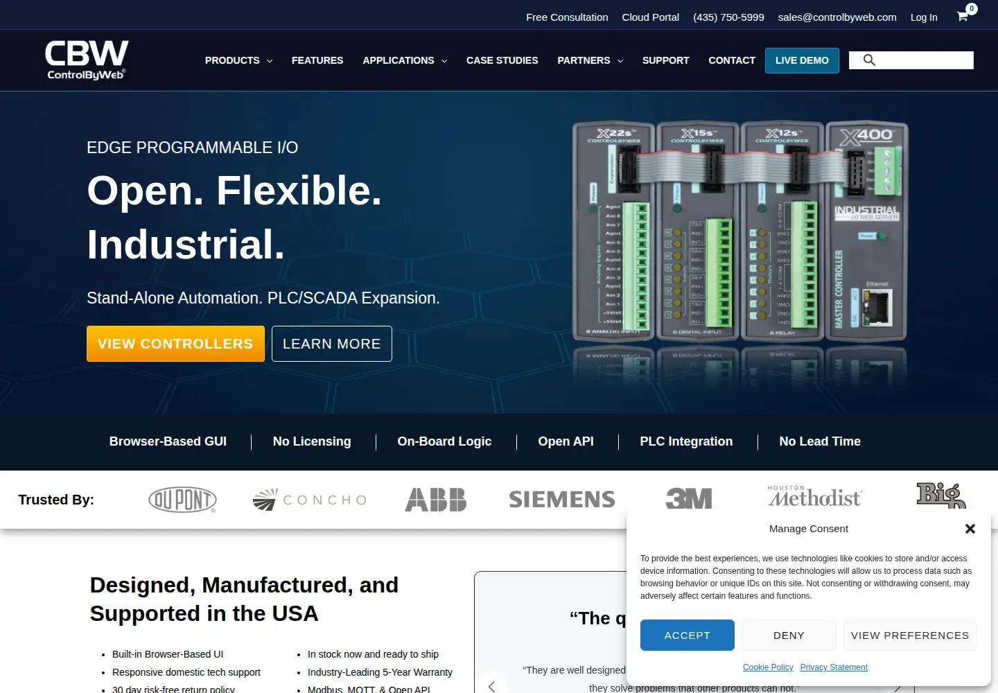 Captured homepage of controlbyweb.com in the current scan