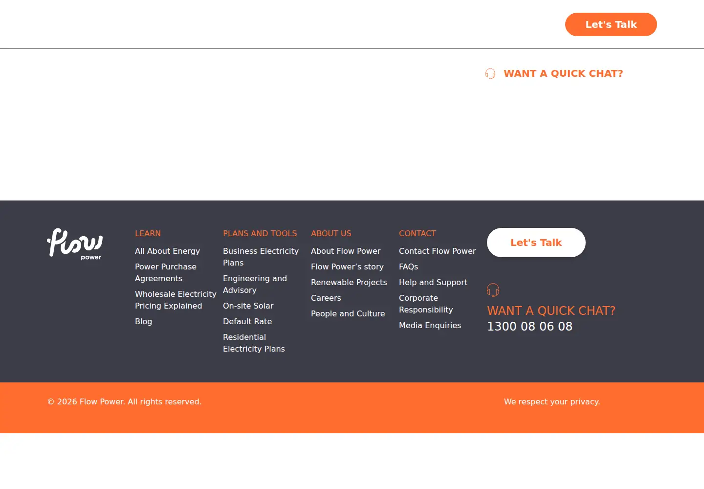 Captured homepage of flowpower.com.au in the current scan
