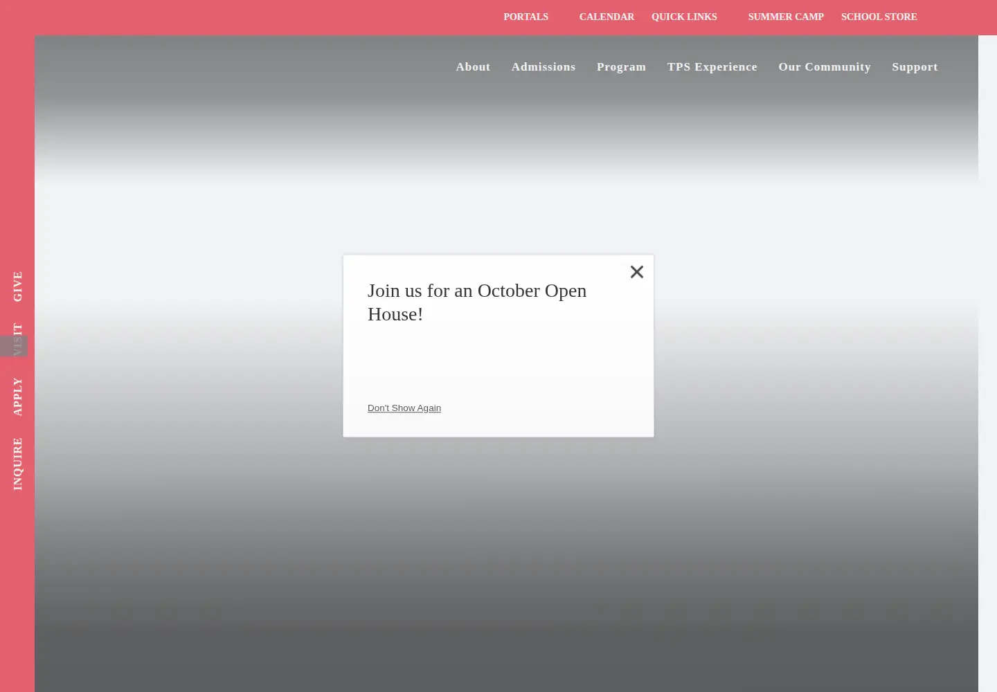 Captured homepage of tpschool.org in the current scan