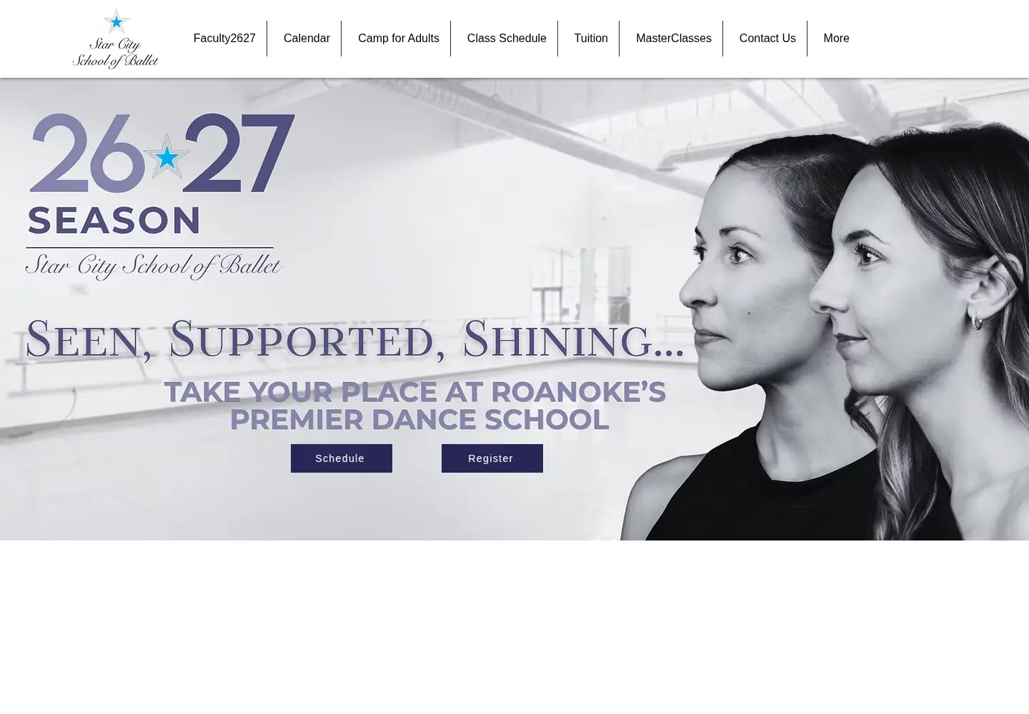 Captured homepage of starcityschoolofballet.com in the current scan