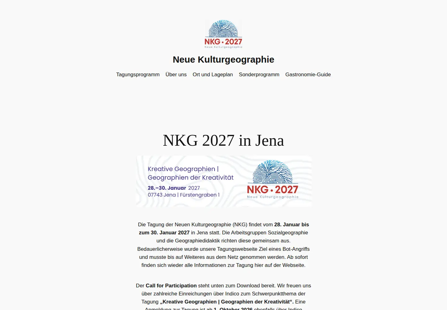 Captured homepage of kulturgeographie.org in the current scan