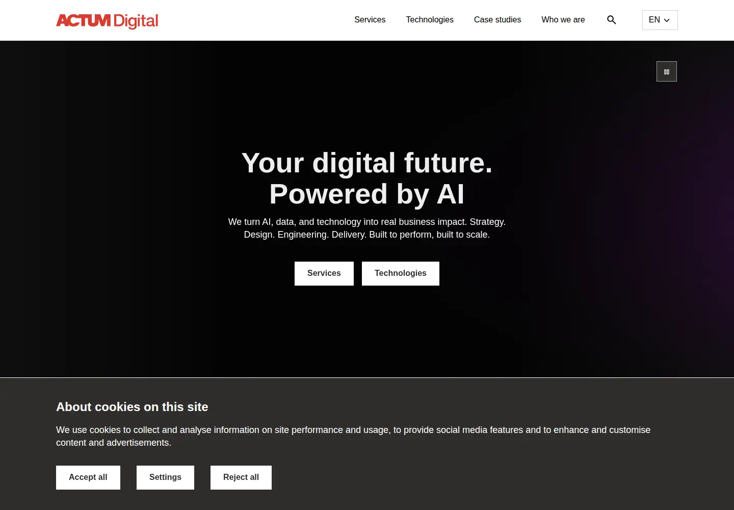 Captured homepage of actumdigital.com in the current scan
