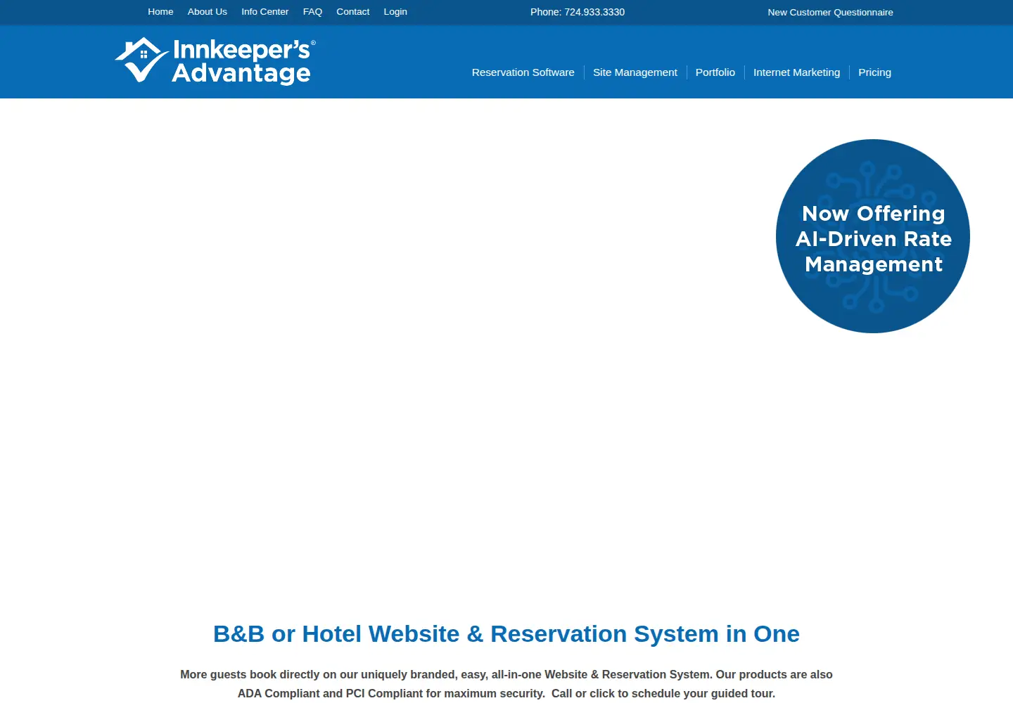 Captured homepage of innkeepersadvantage.com in the current scan