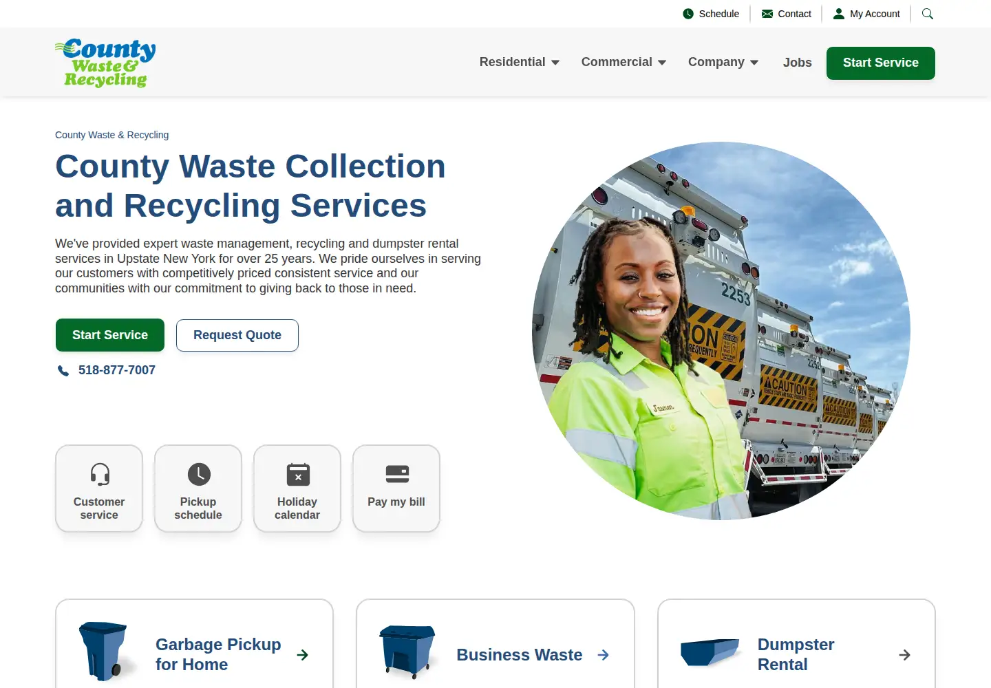 Captured homepage of county-waste.com in the current scan