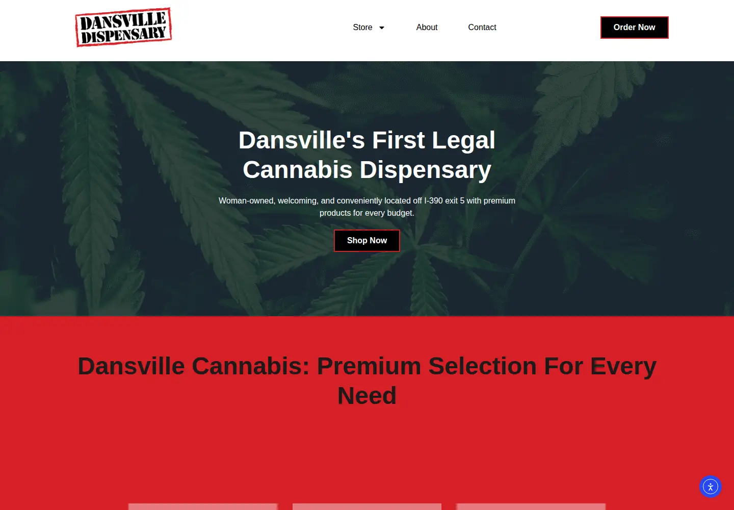 Captured homepage of dansvilledispensary.com in the current scan