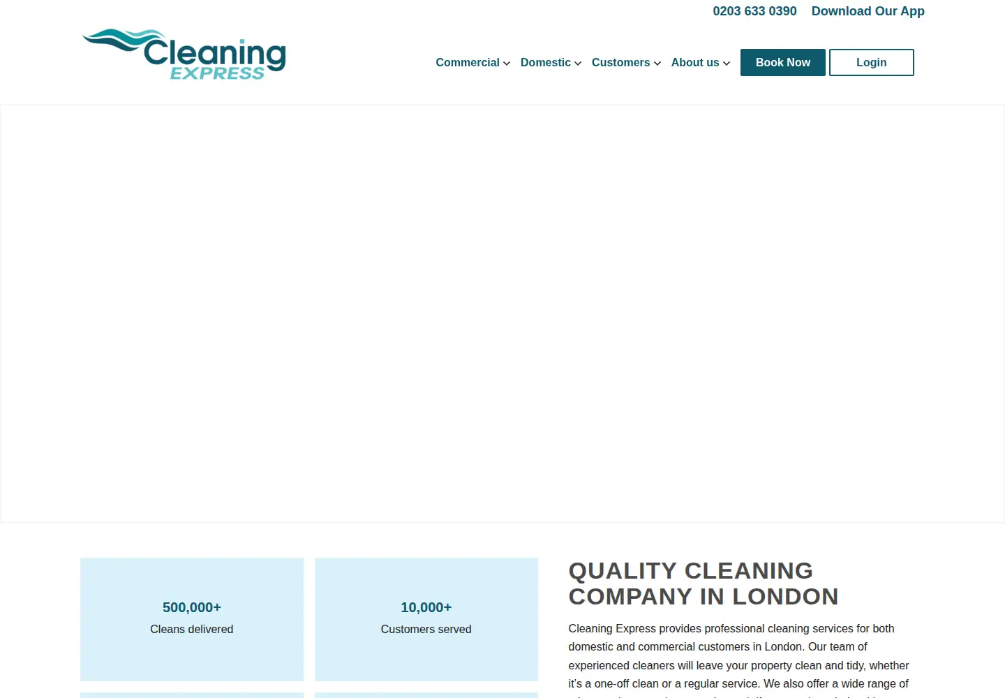 Captured homepage of cleaning-express.com in the current scan