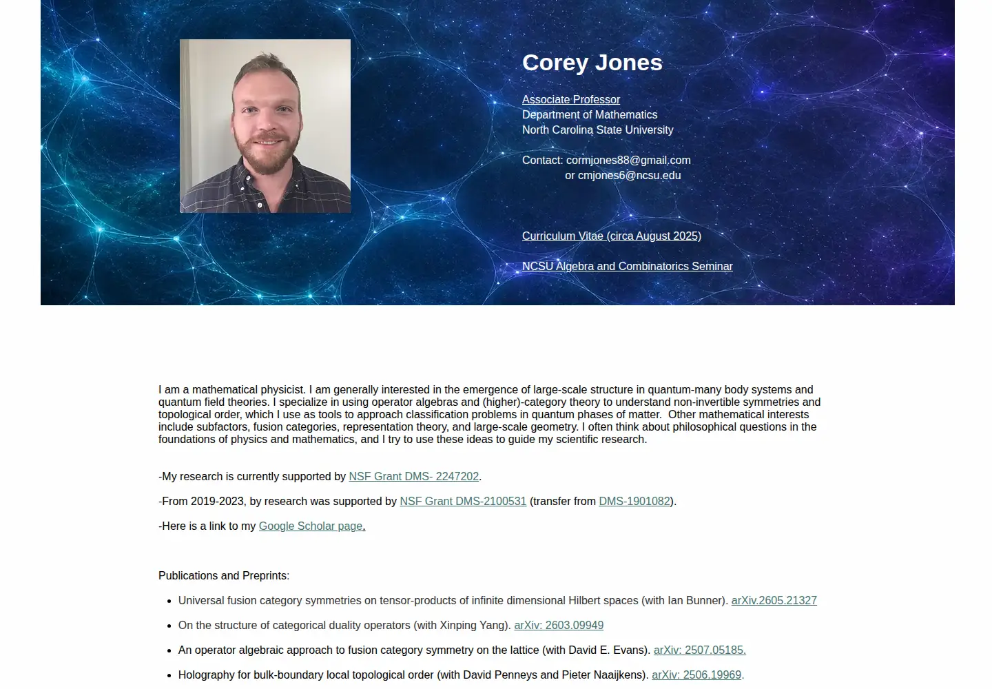 Captured homepage of coreyjonesmath.com in the current scan