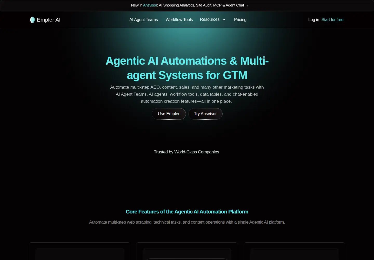 Captured homepage of empler.ai in the current scan