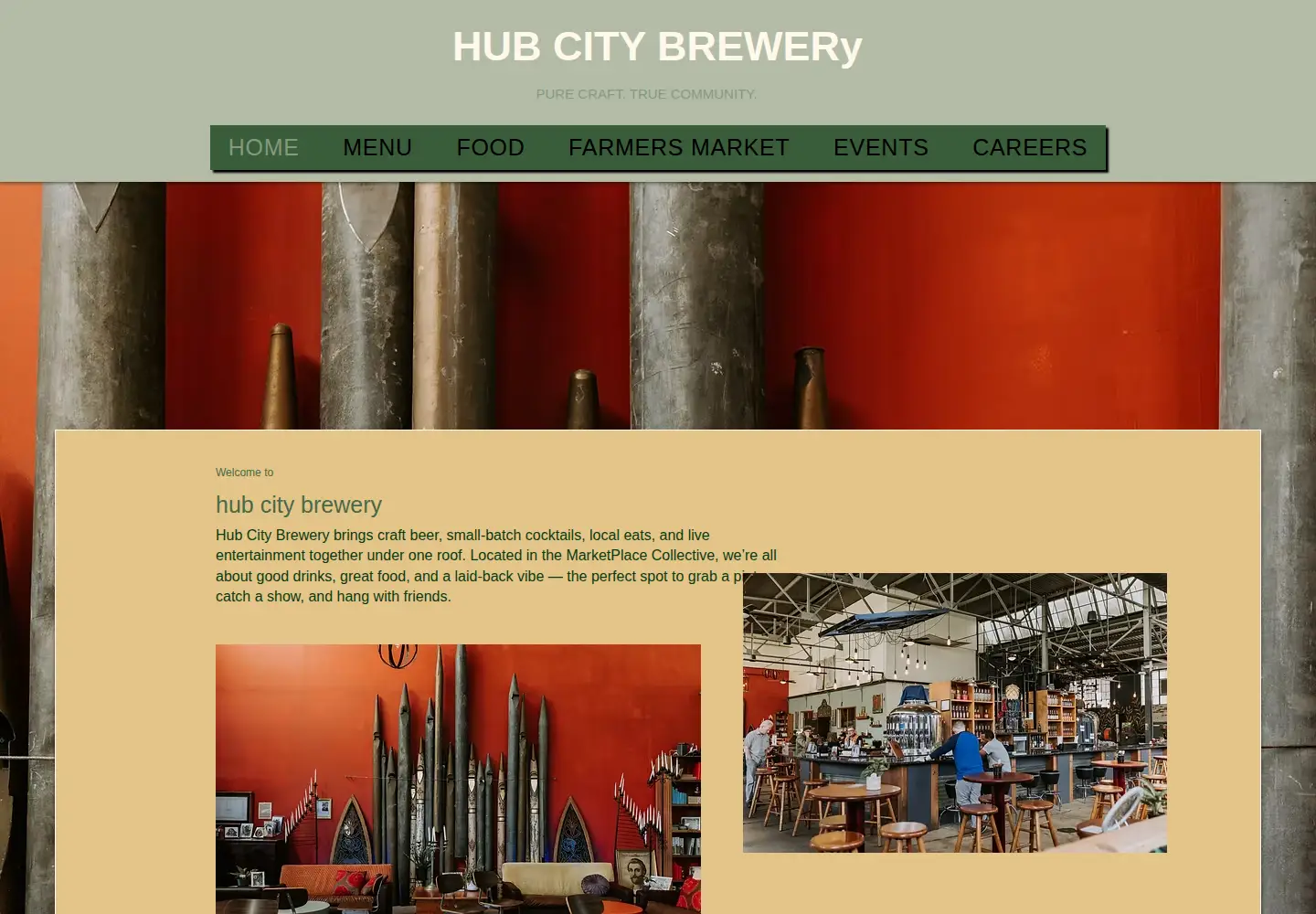 Captured homepage of hubcitybrewery.com in the current scan