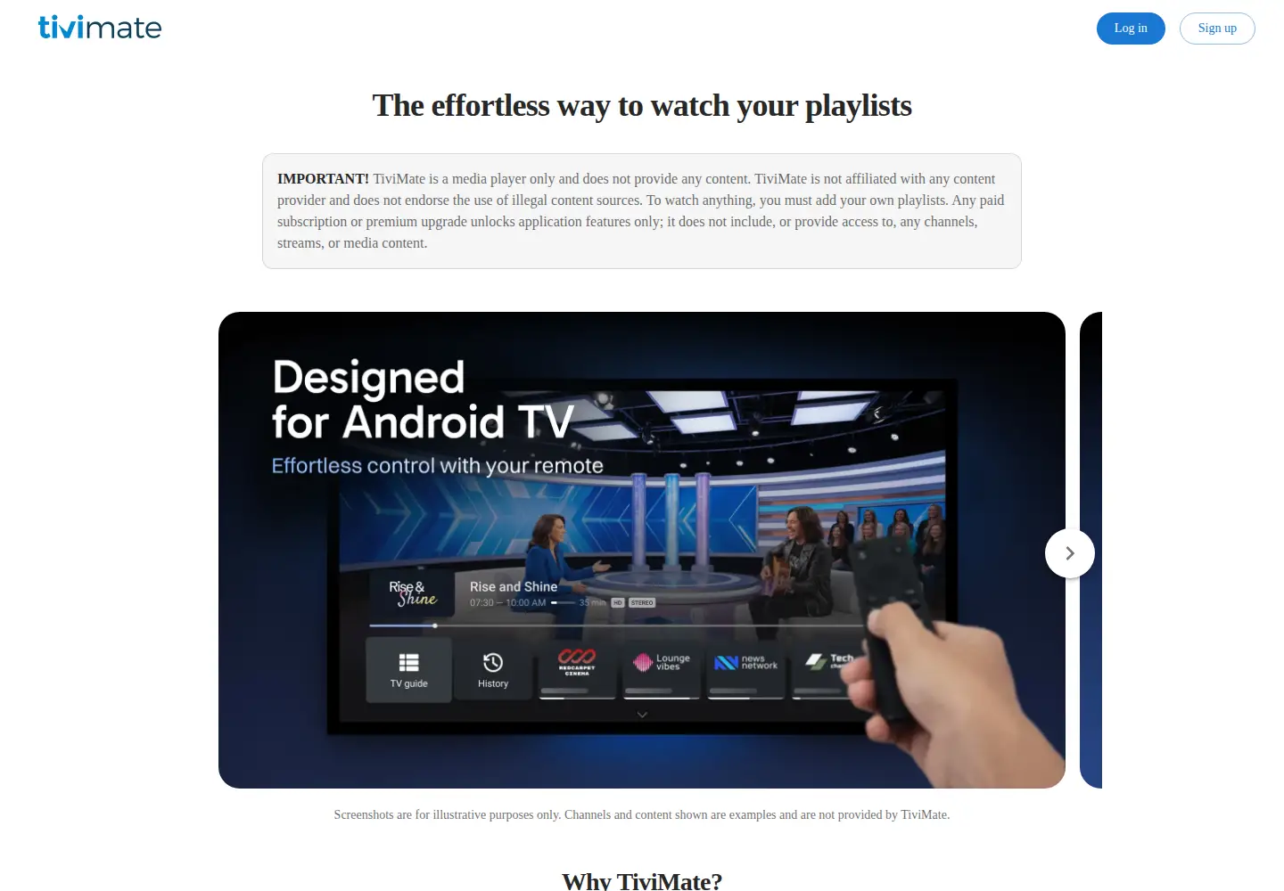 Captured homepage of tivimate.com in the current scan