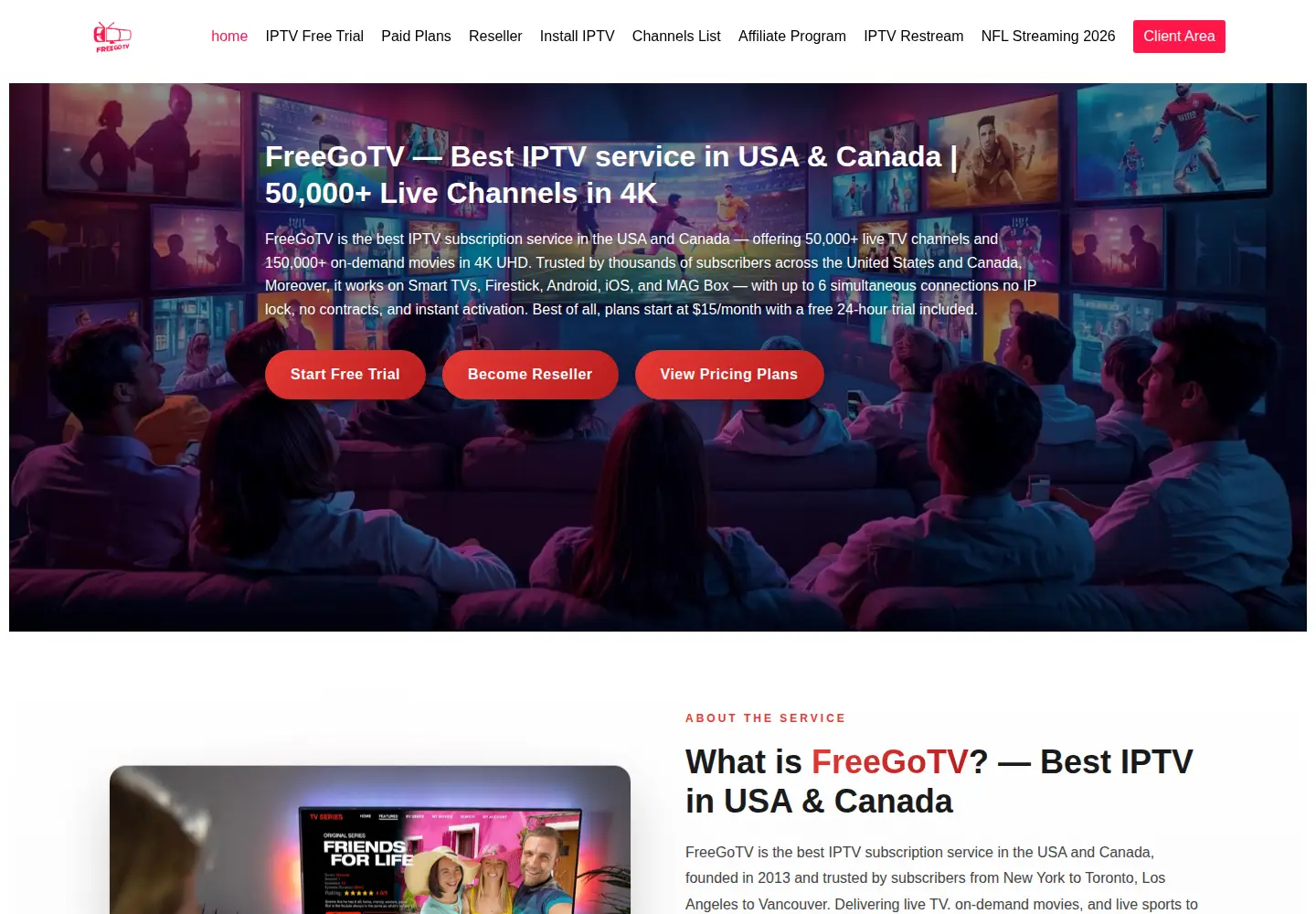 Captured homepage of freegotv.com in the current scan