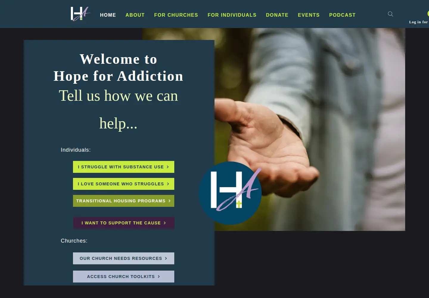 Screenshot of hopeforaddiction.com