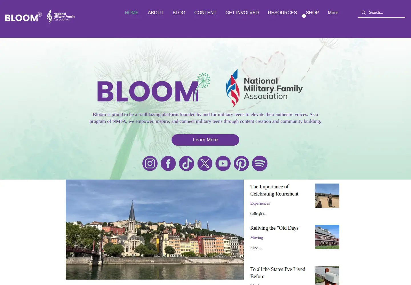 Screenshot of bloommilitaryteens.org
