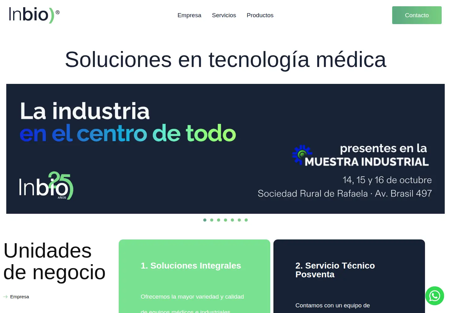Captured homepage of inbio.com.ar in the current scan