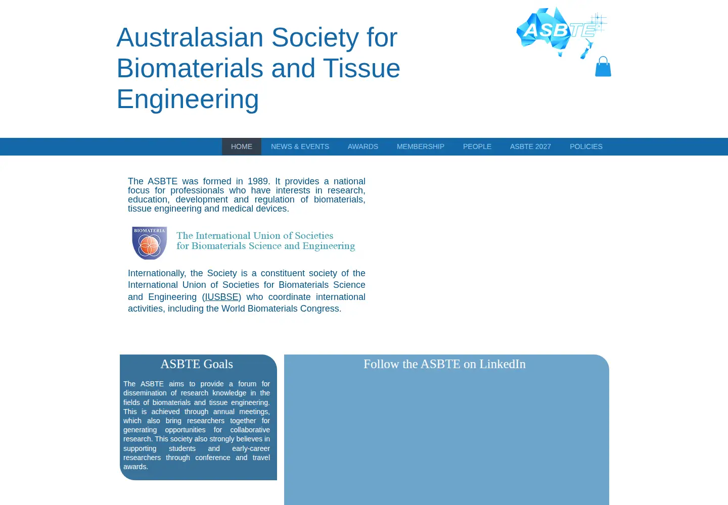 Captured homepage of asbte.org in the current scan
