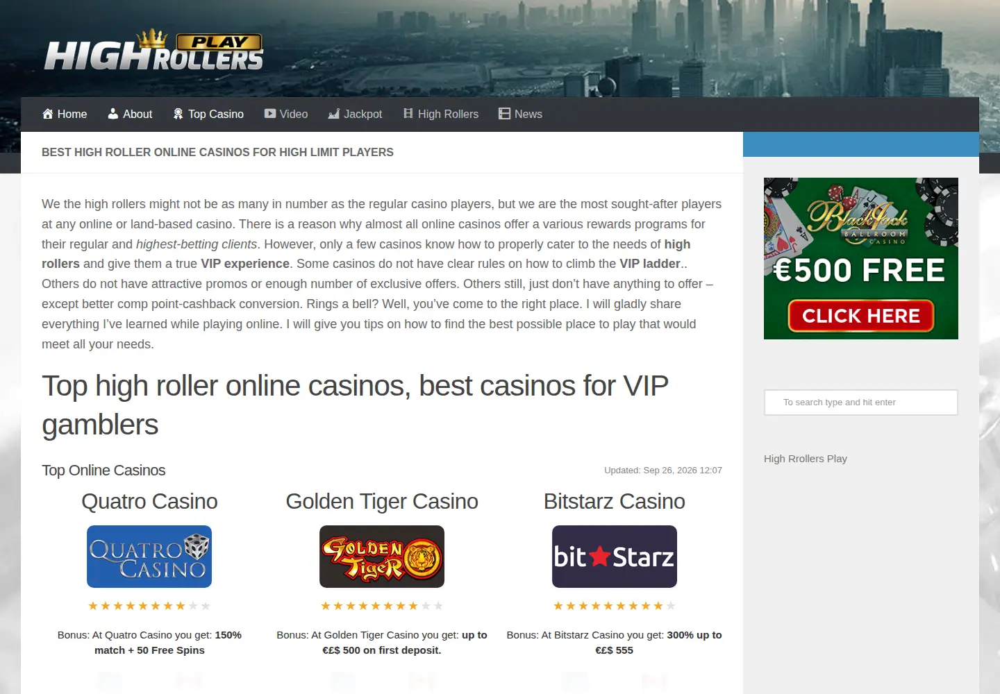Screenshot of highrollersplay.com