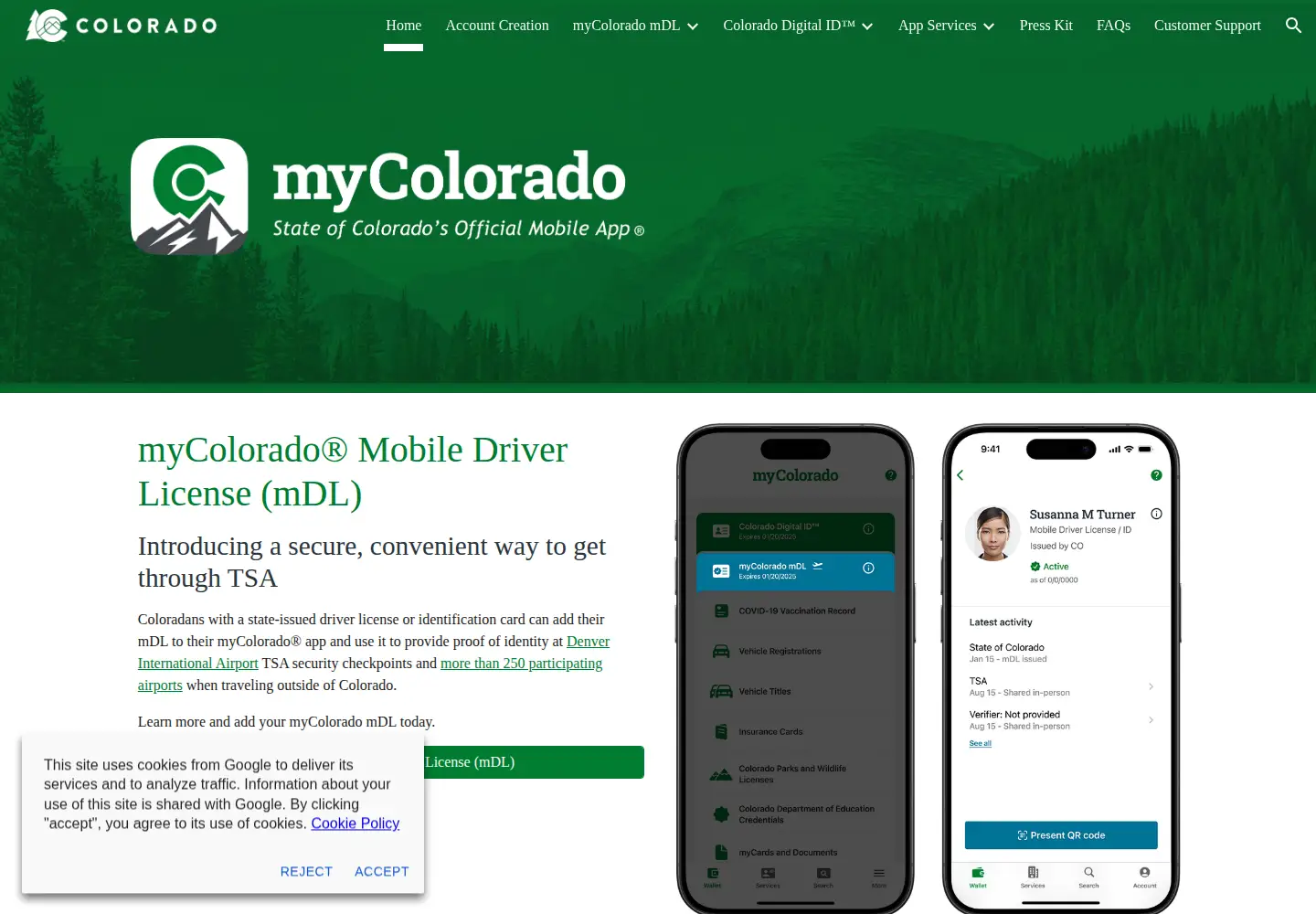 Screenshot of mycolorado.gov