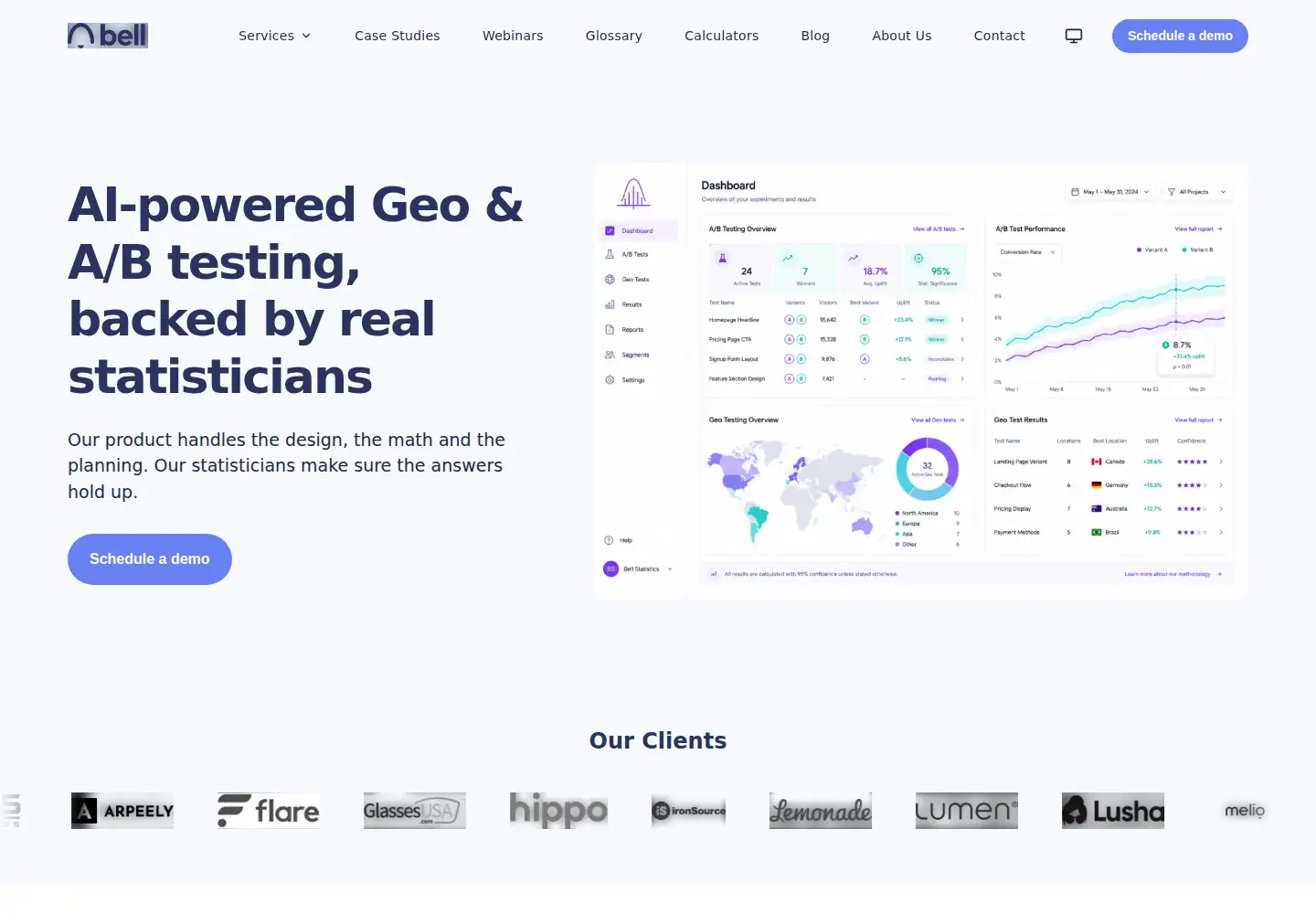 Screenshot of bellstatistics.com