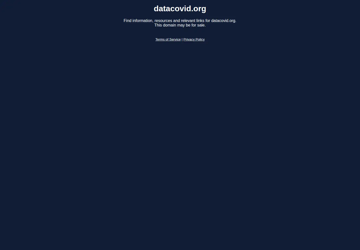 Captured homepage of datacovid.org in the current scan