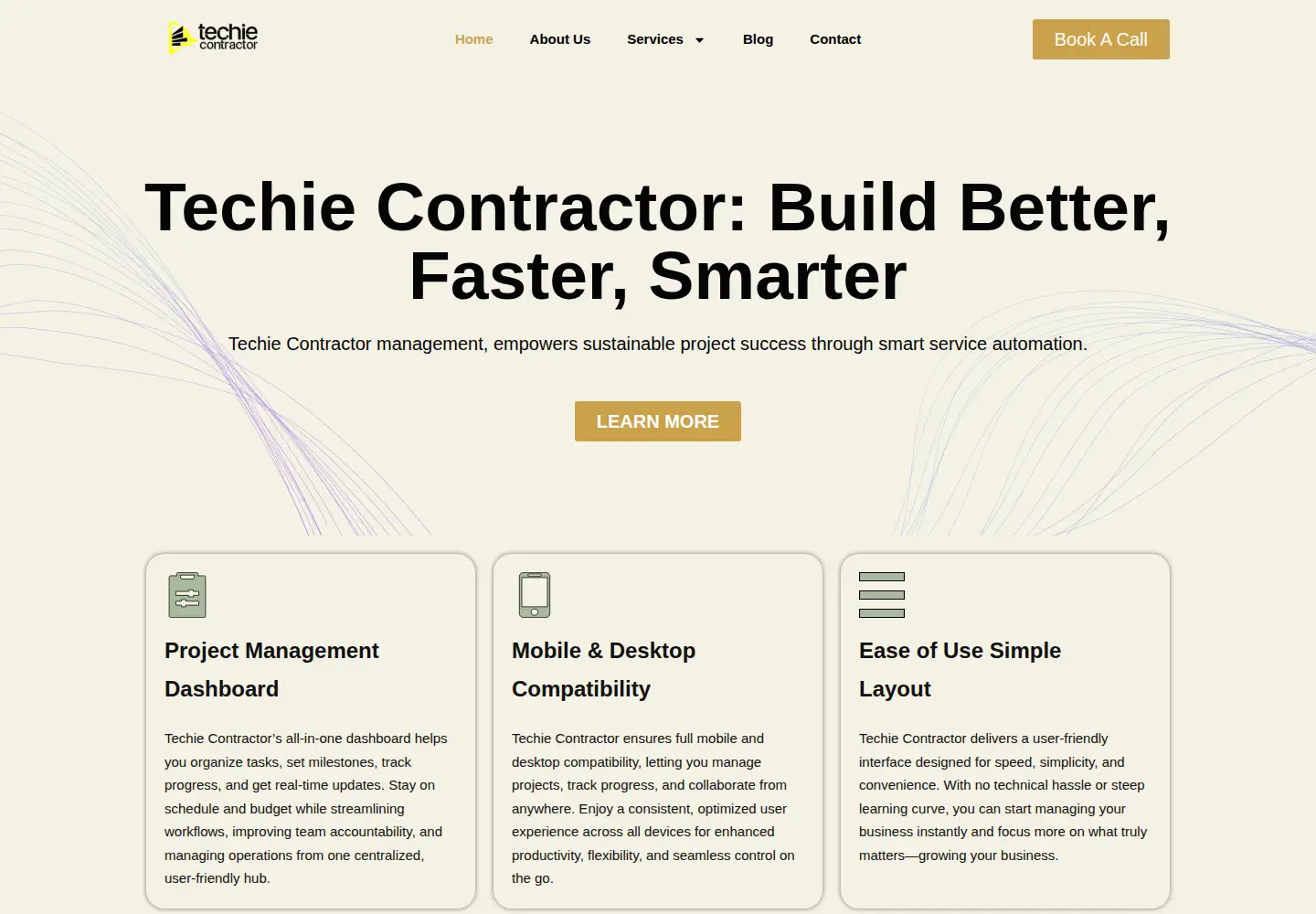 Captured homepage of techiecontractor.com in the current scan