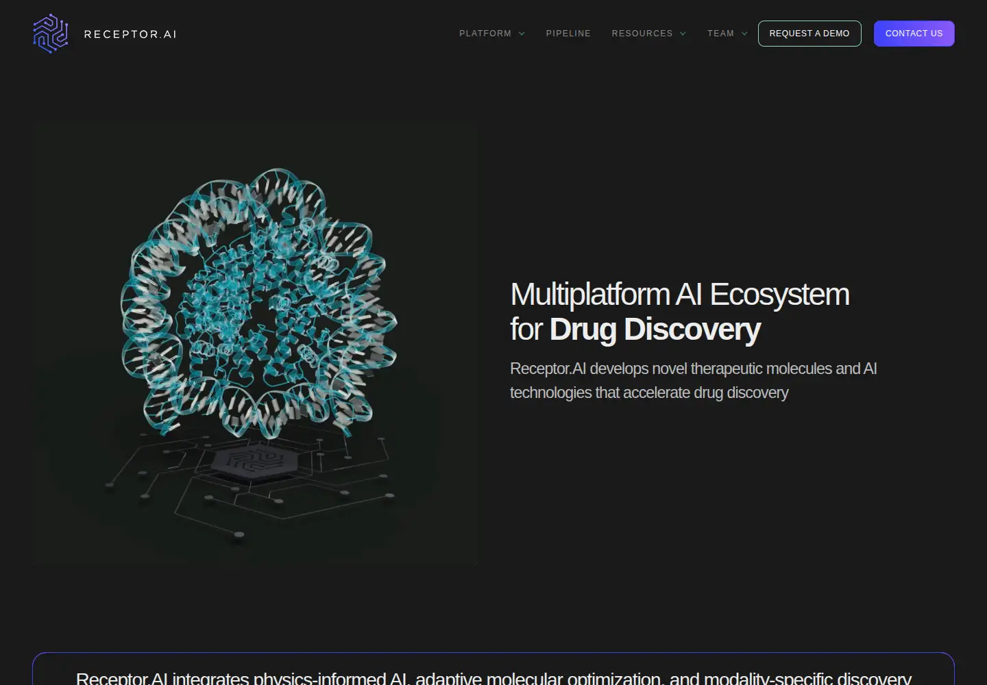 Captured homepage of receptor.ai in the current scan