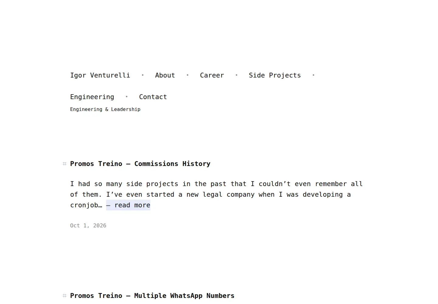 Captured homepage of igventurelli.io in the current scan