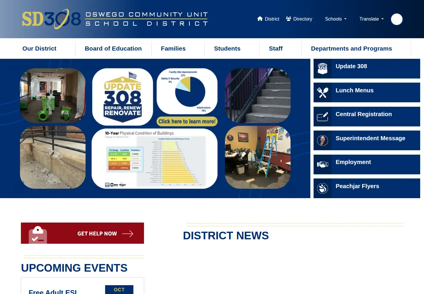 Captured homepage of sd308.org in the current scan