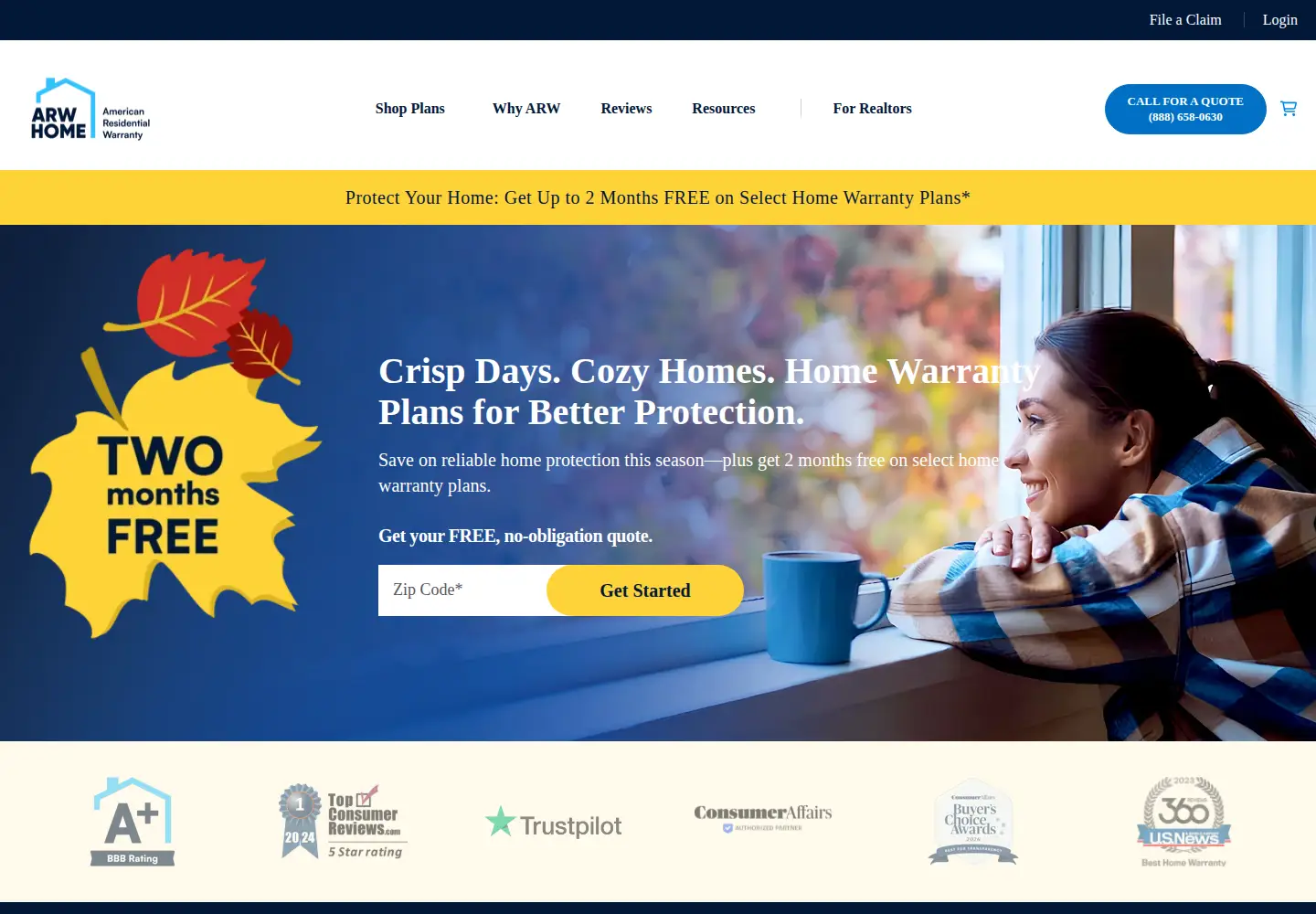Captured homepage of arwhome.com in the current scan