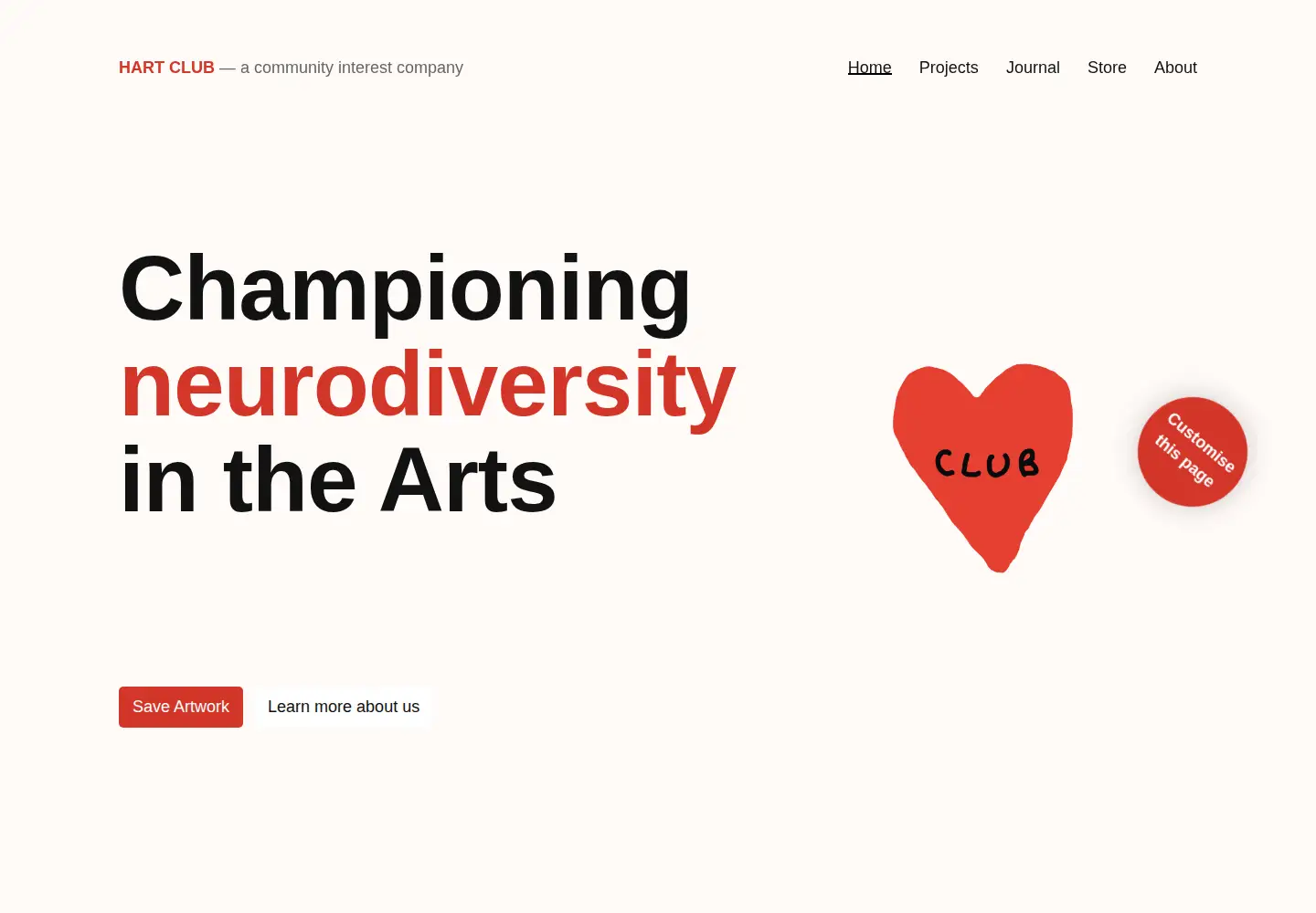 Screenshot of hartclub.org