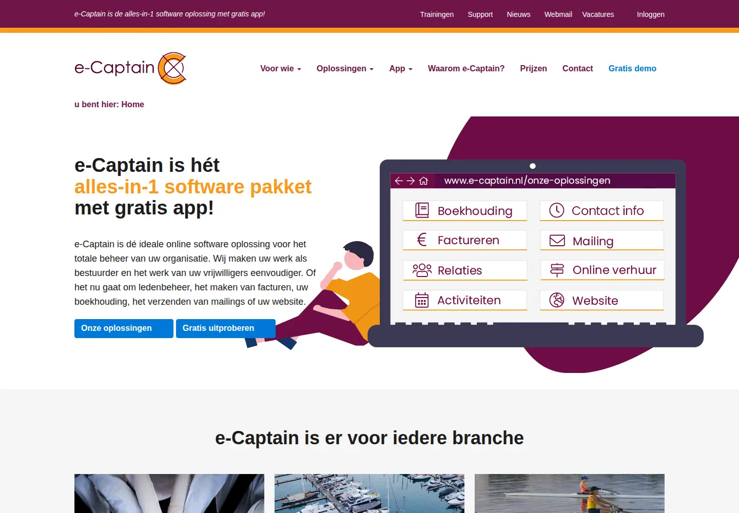 Captured homepage of e-captain.nl in the current scan