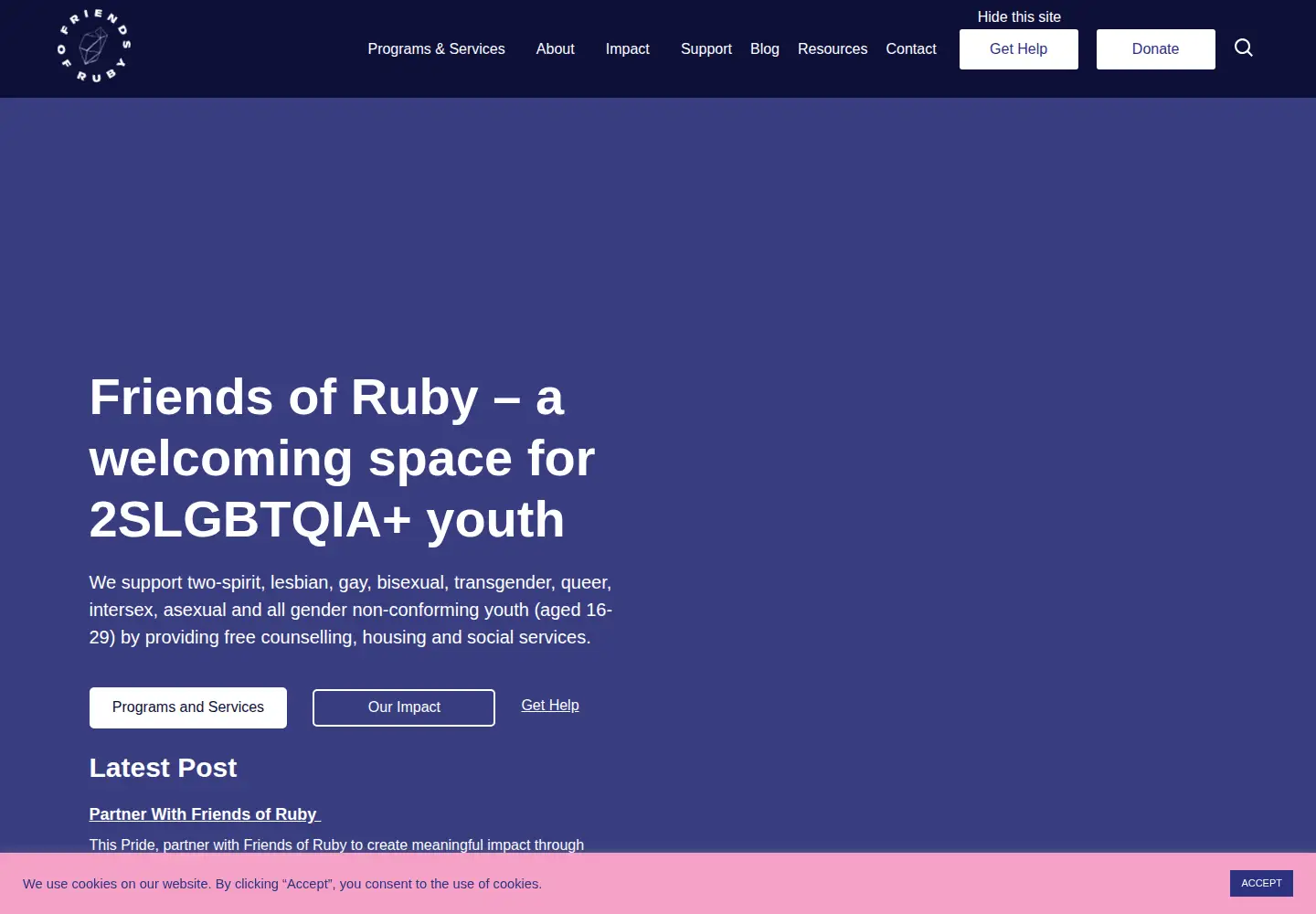 Captured homepage of friendsofruby.ca in the current scan