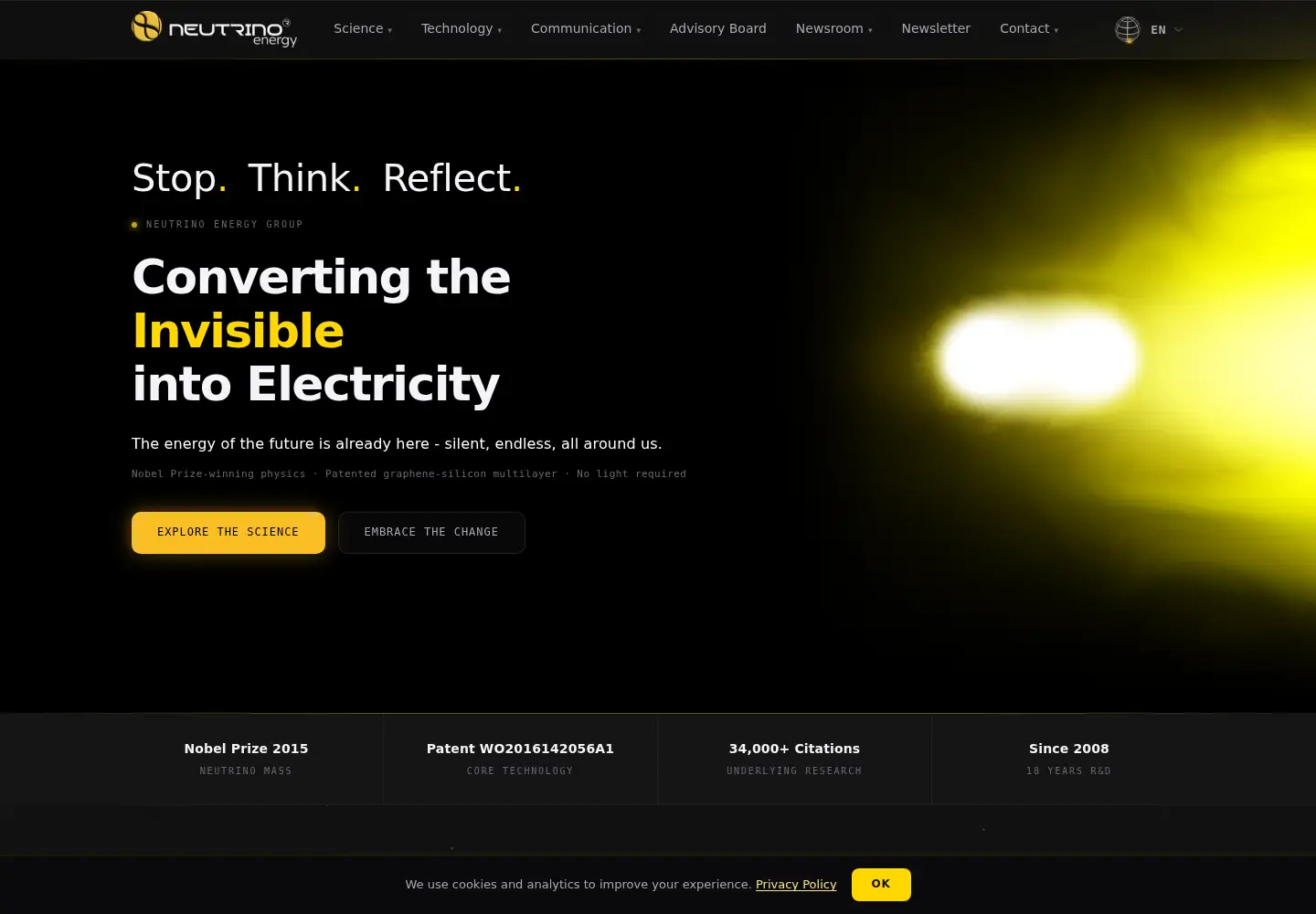 Screenshot of neutrino-energy.com