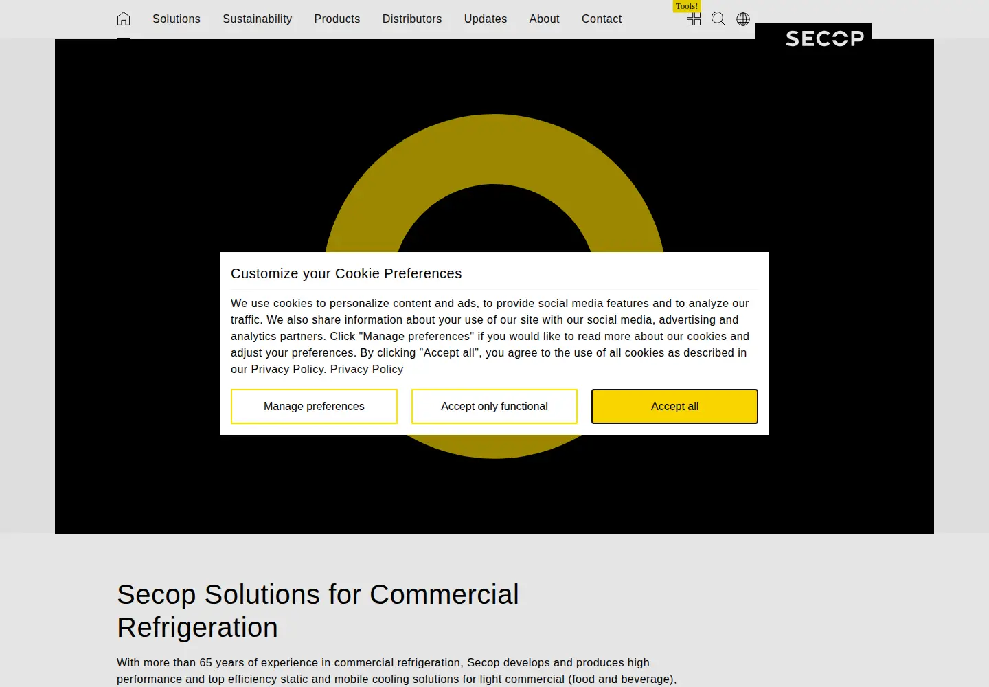Captured homepage of secop.com in the current scan
